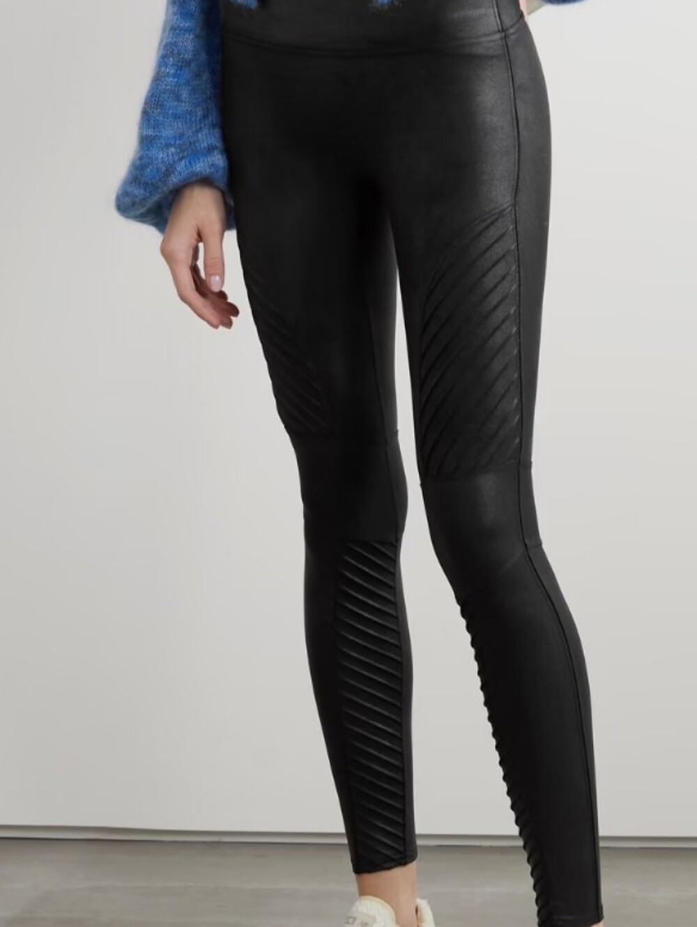 SPANX Black Faux Leather Moto-Panel Leggings